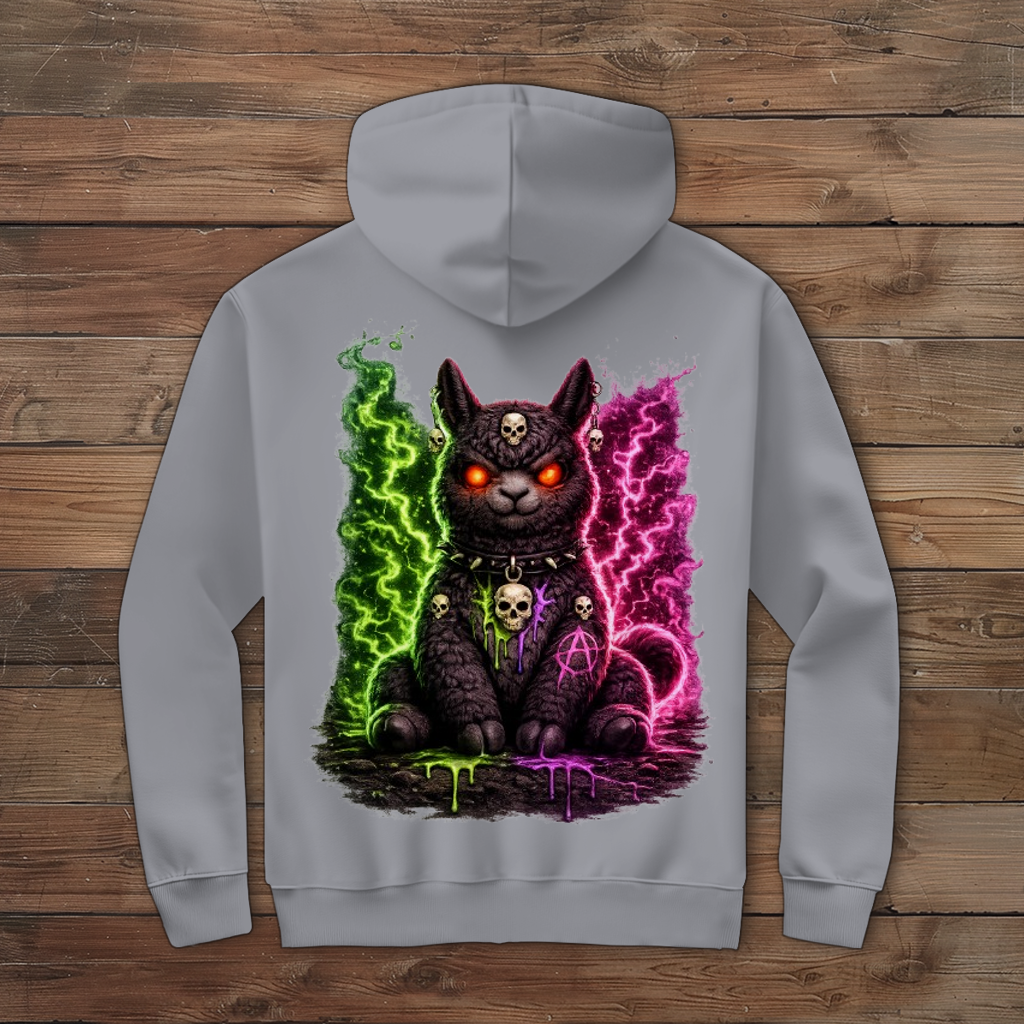 Herren Zipper Hoodie Dämonische Lama in grüner und pinker Magie