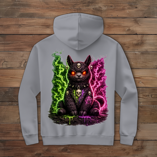 Herren Zipper Hoodie Dämonische Lama in grüner und pinker Magie
