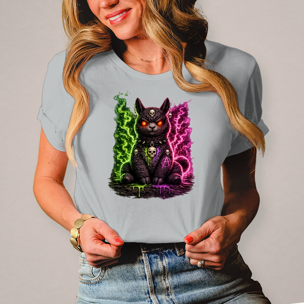 Damen T-Shirt Dämonisches Lama in grüner und pinker Magie