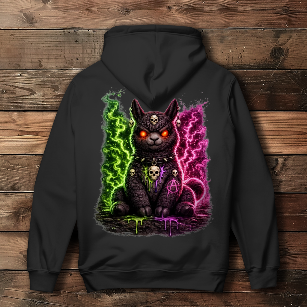 Damen Hoodie Dämonische Lama in grüner und pinker Magie