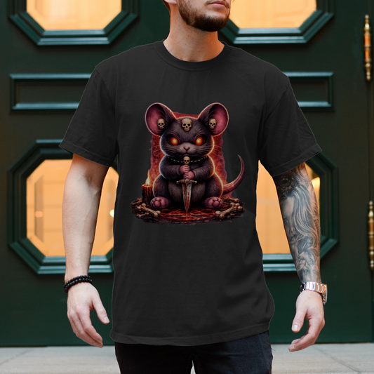Herren T-Shirt Dämonische Maus im blutigen Pentagramm