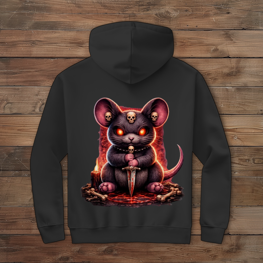 Herren Zipper Hoodie Dämonische Maus im blutigen Pentagramm