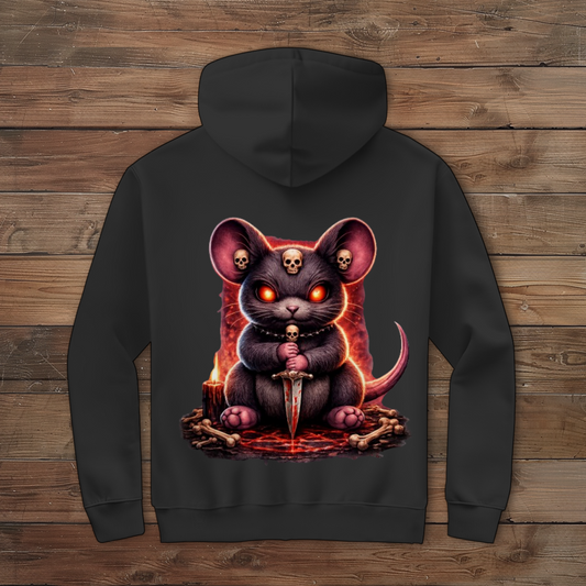 Herren Zipper Hoodie Dämonische Maus im blutigen Pentagramm
