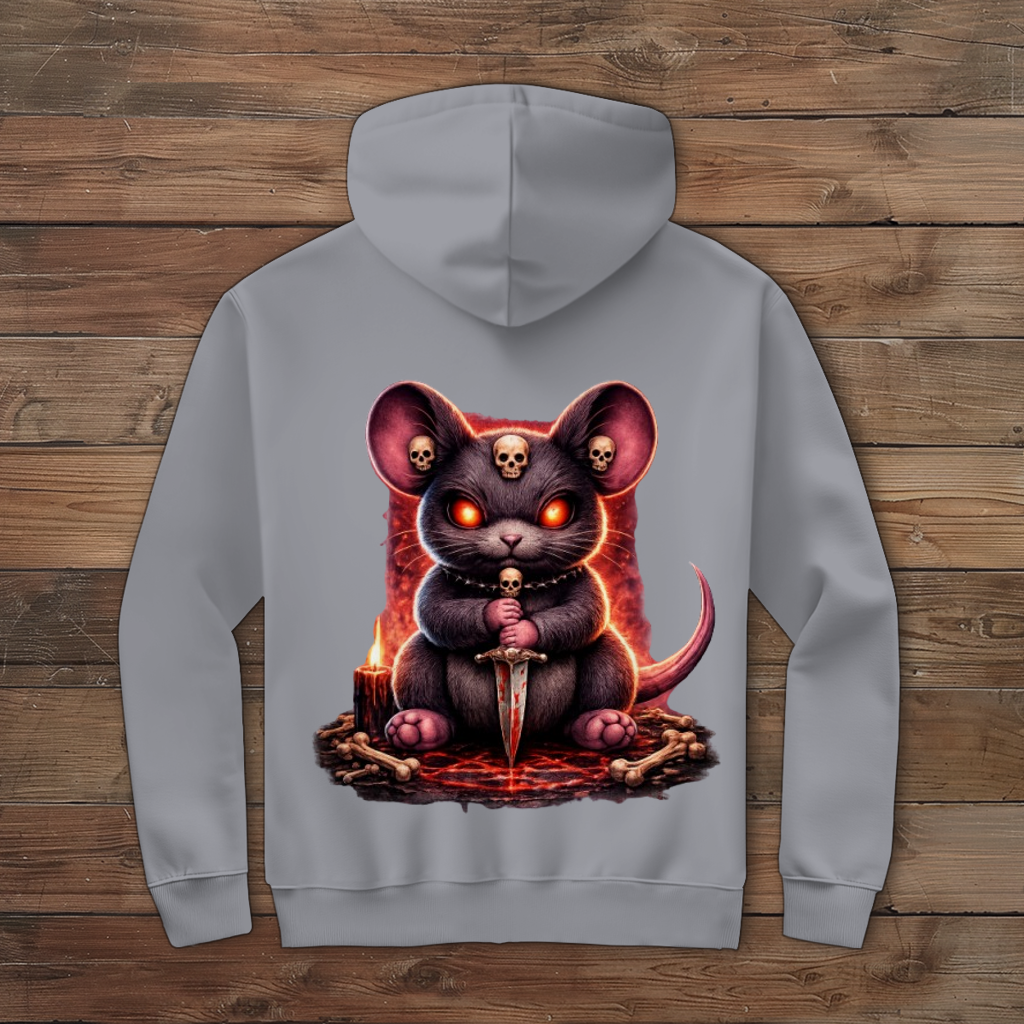 Herren Zipper Hoodie Dämonische Maus im blutigen Pentagramm