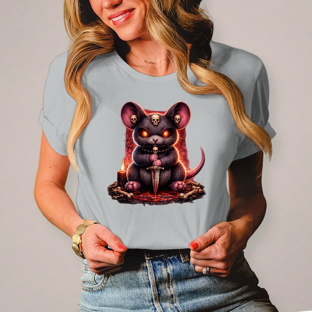 Damen T-Shirt Dämonische Maus im blutigen Pentagramm