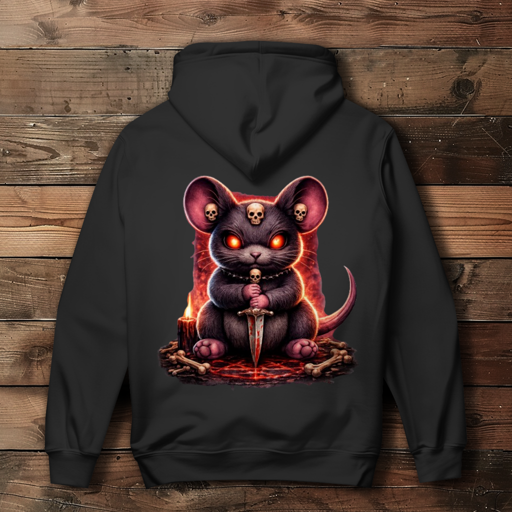 Damen Hoodie Dämonische Maus im blutigen Pentagramm