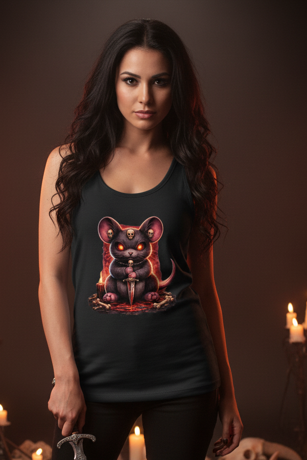 Damen Basic Tank Top Dämonische Maus im blutigen Pentagramm