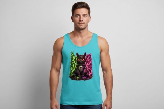 Herren Basic Tank Top Dämonische Lama in grüner und pinker Magie