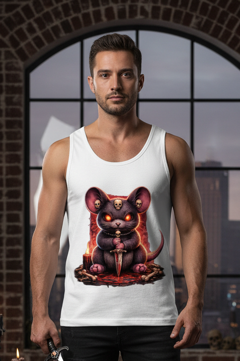 Herren Basic Tank Top Dämonische Maus im blutigen Pentagramm