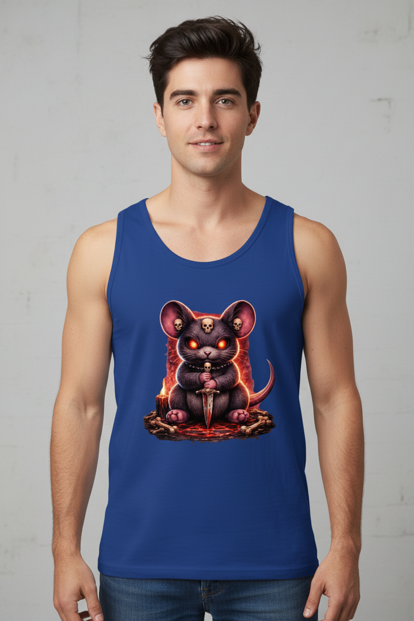 Herren Basic Tank Top Dämonische Maus im blutigen Pentagramm