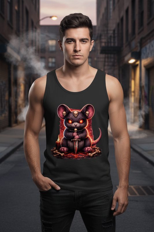 Herren Basic Tank Top Dämonische Maus im blutigen Pentagramm