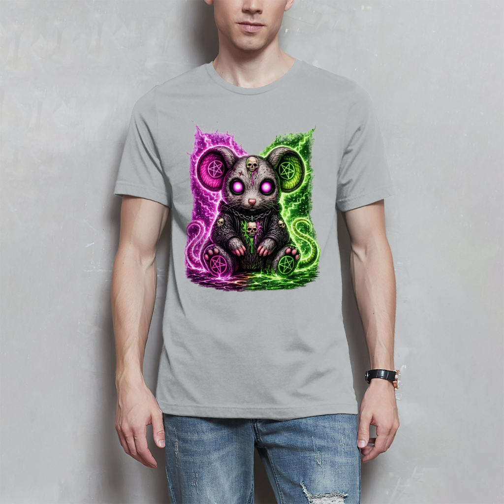 Herren T-Shirt Dämonische Maus mit leuchtendem Pentagramm