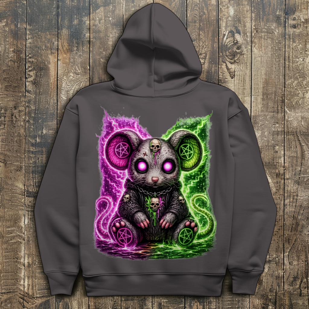 Herren Hoodie Dämonische Maus mit leuchtendem Pentagramm