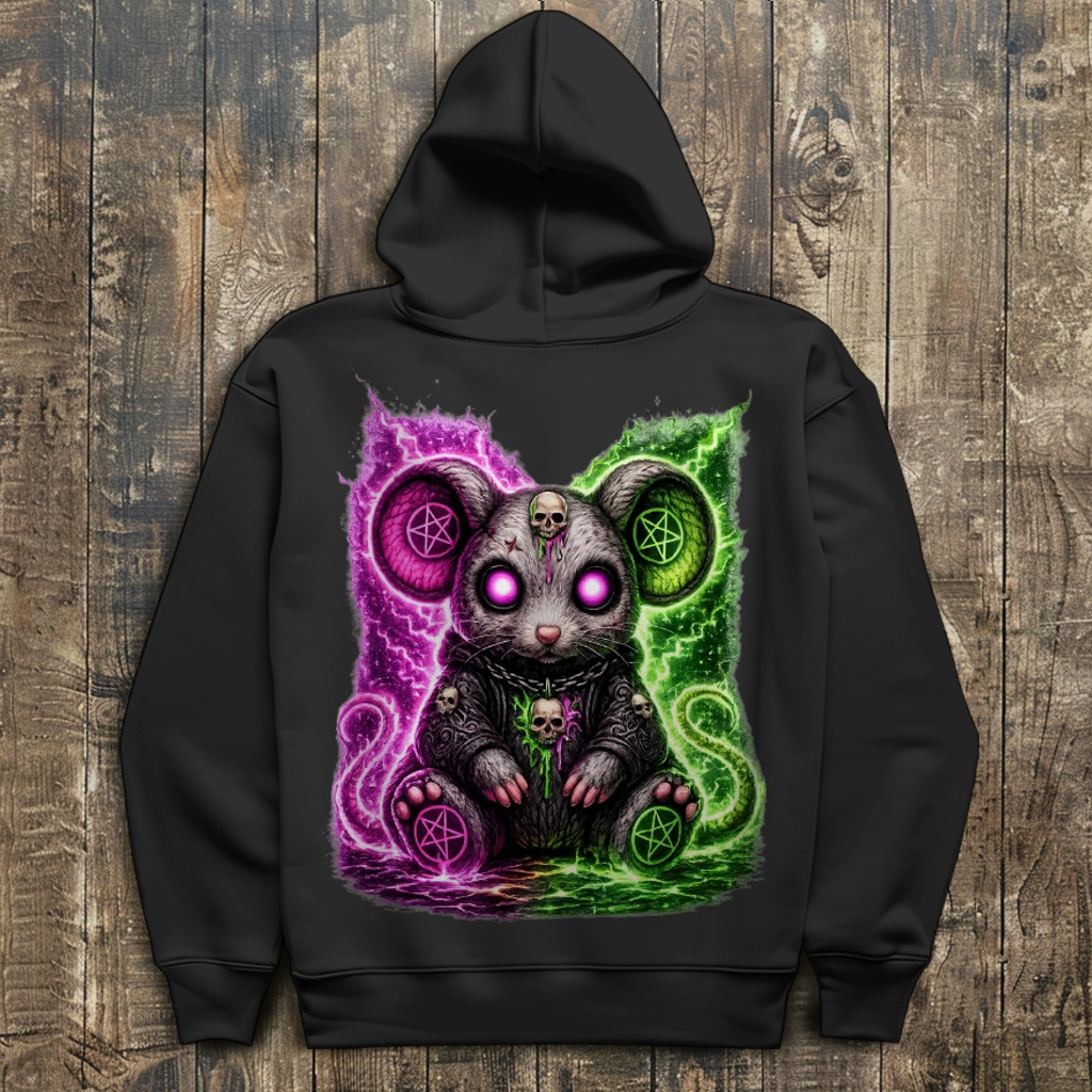Herren Hoodie Dämonische Maus mit leuchtendem Pentagramm