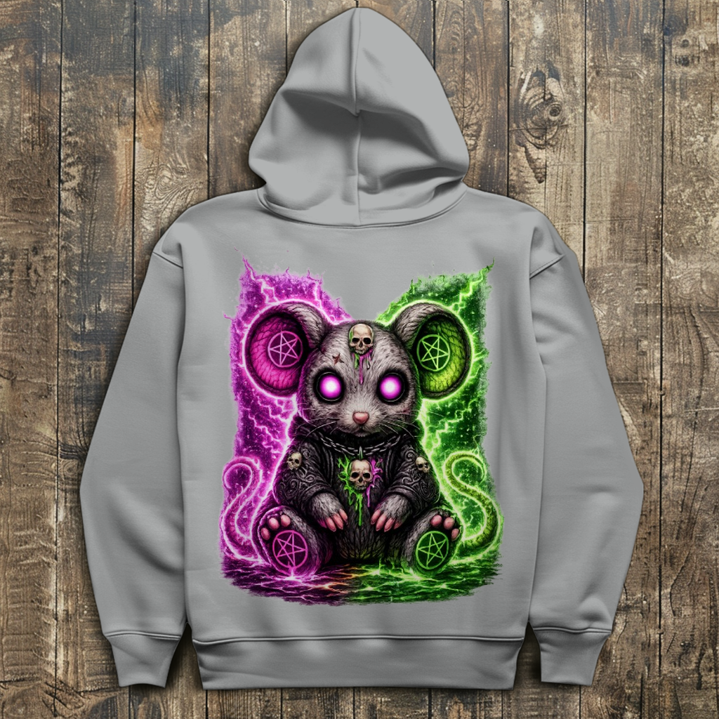 Herren Hoodie Dämonische Maus mit leuchtendem Pentagramm