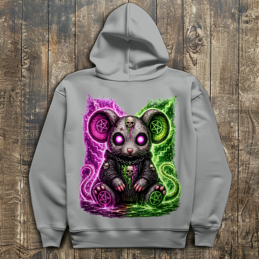 Herren Hoodie Dämonische Maus mit leuchtendem Pentagramm