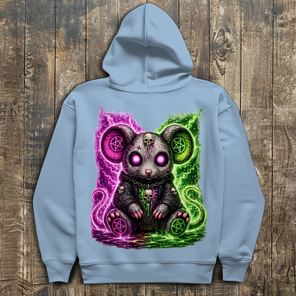 Herren Hoodie Dämonische Maus mit leuchtendem Pentagramm