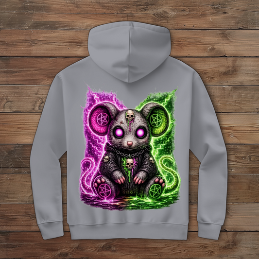 Herren Zipper Hoodie Dämonische Maus mit leuchtendem Pentagramm