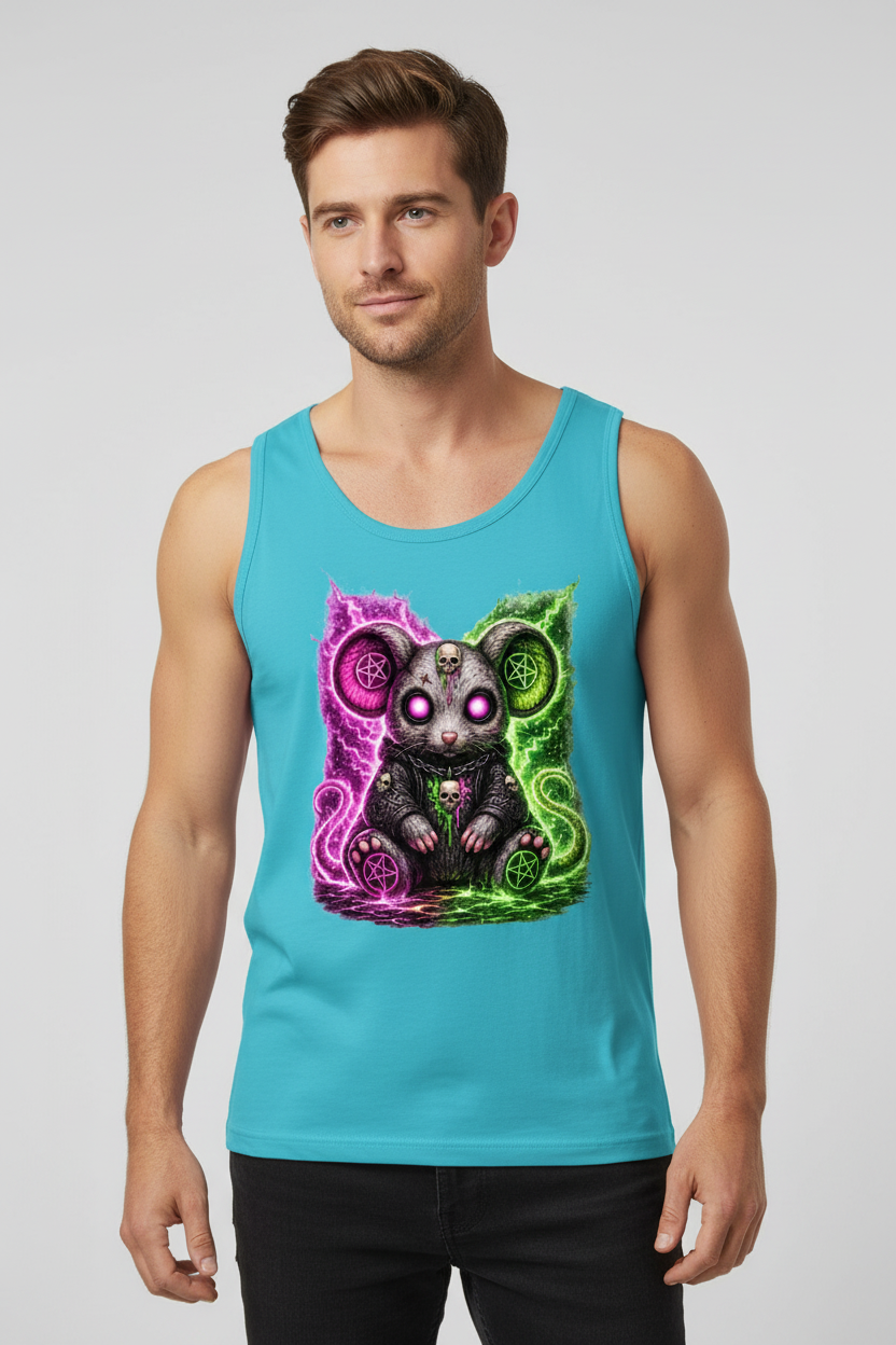 Herren Basic Tank Top Dämonische Maus mit leuchtendem Pentagramm