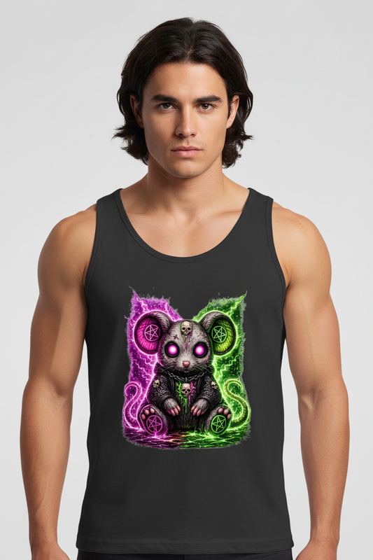 Herren Basic Tank Top Dämonische Maus mit leuchtendem Pentagramm