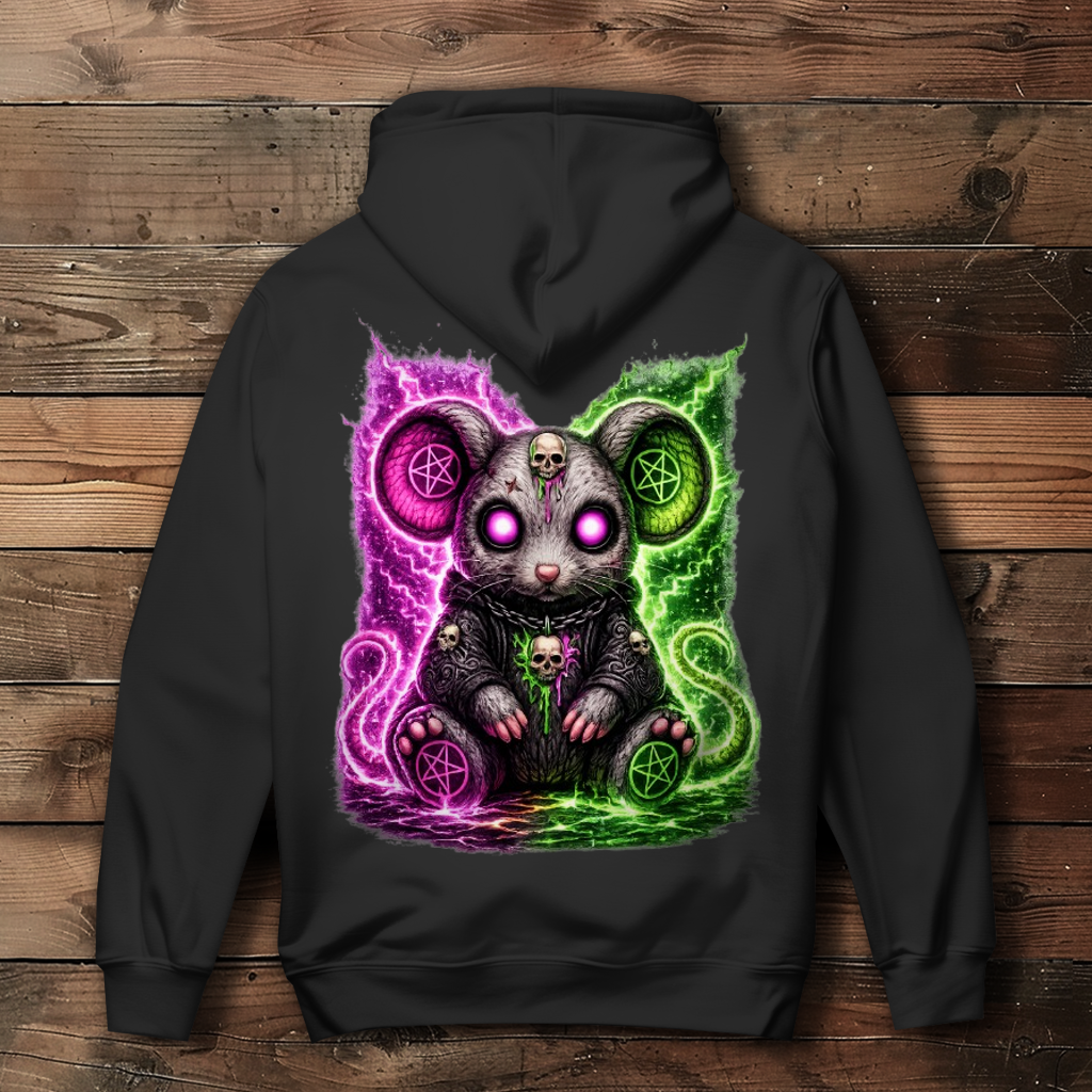 Damen Hoodie Dämonische Maus mit leuchtendem Pentagramm