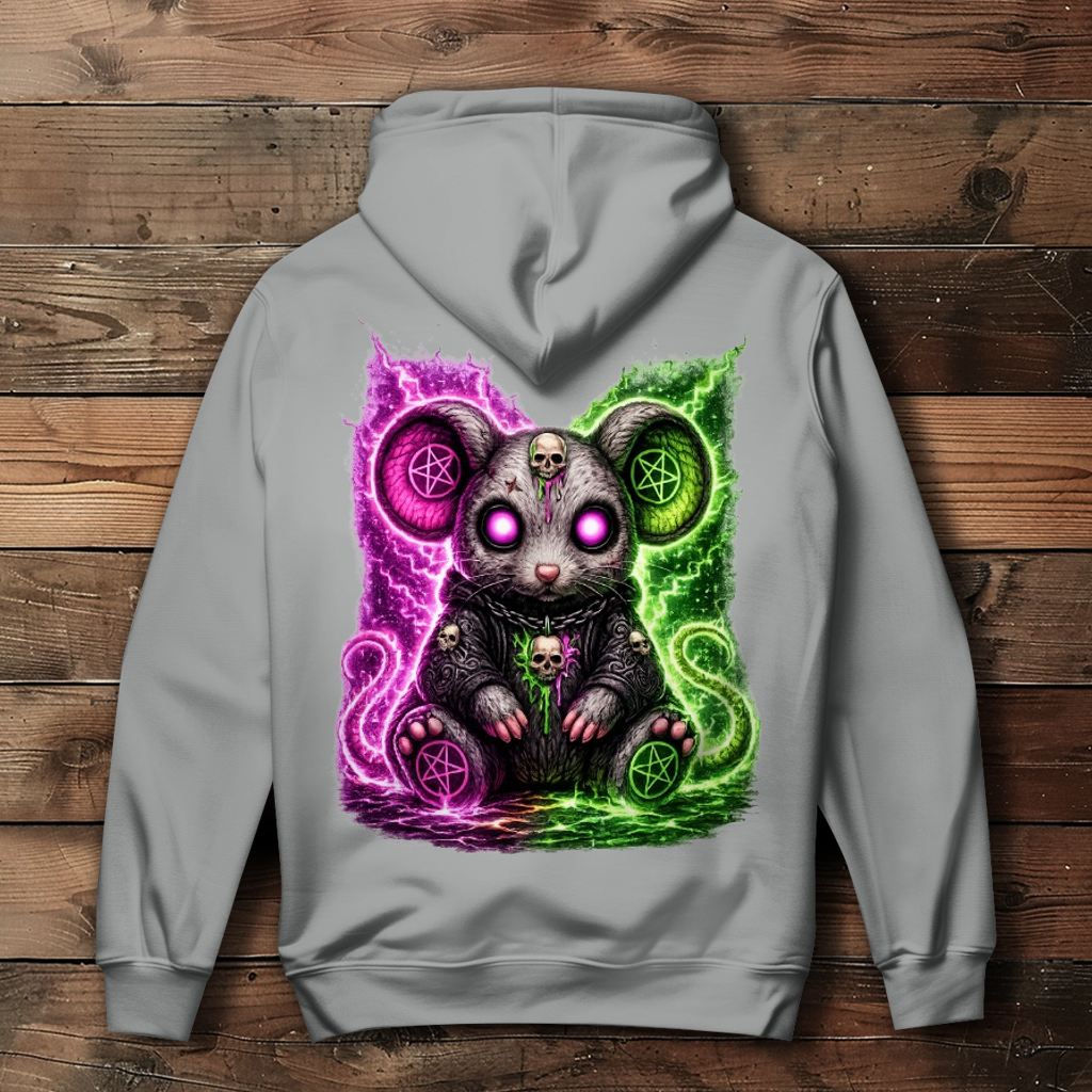 Damen Hoodie Dämonische Maus mit leuchtendem Pentagramm