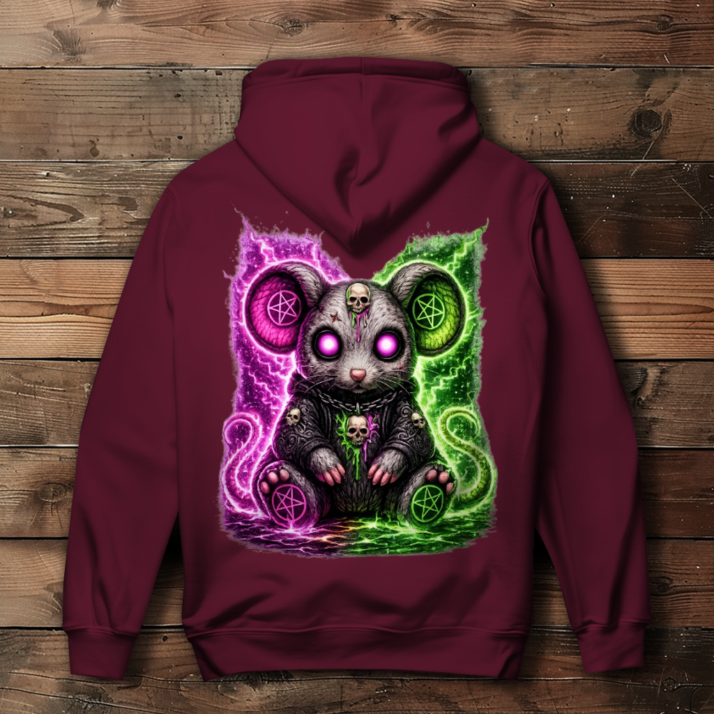 Damen Hoodie Dämonische Maus mit leuchtendem Pentagramm