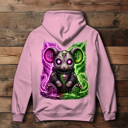 Damen Hoodie Dämonische Maus mit leuchtendem Pentagramm