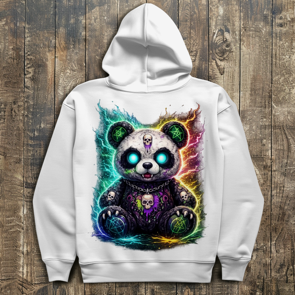 Herren Hoodie Dämonischer Panda mit leuchtenden Pentagrammen