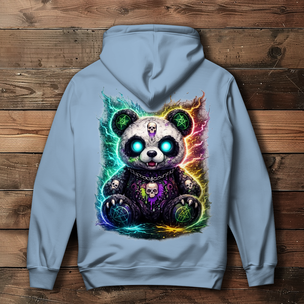 Damen Hoodie Dämonischer Panda mit leuchtenden Pentagrammen