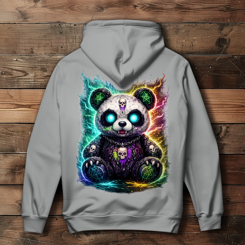 Damen Hoodie Dämonischer Panda mit leuchtenden Pentagrammen