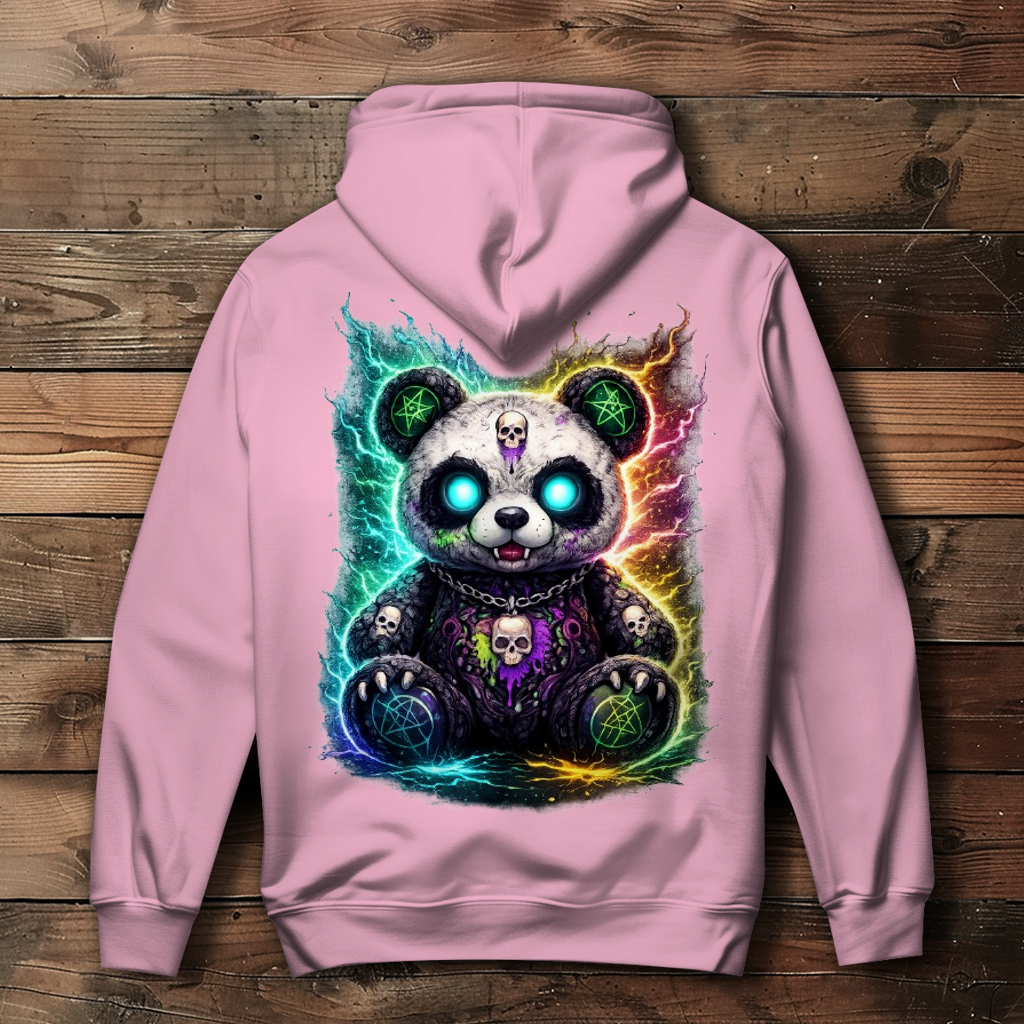 Damen Hoodie Dämonischer Panda mit leuchtenden Pentagrammen