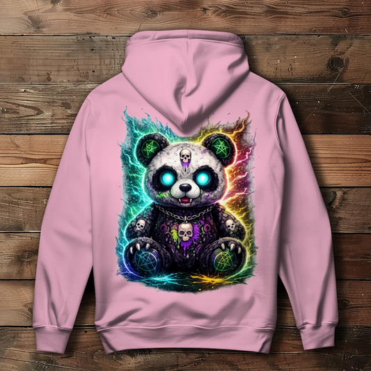 Damen Hoodie Dämonischer Panda mit leuchtenden Pentagrammen