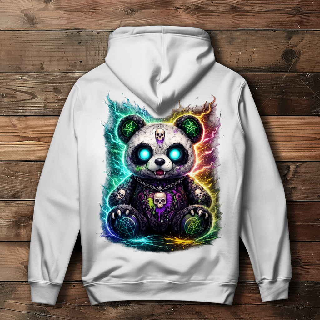 Damen Hoodie Dämonischer Panda mit leuchtenden Pentagrammen