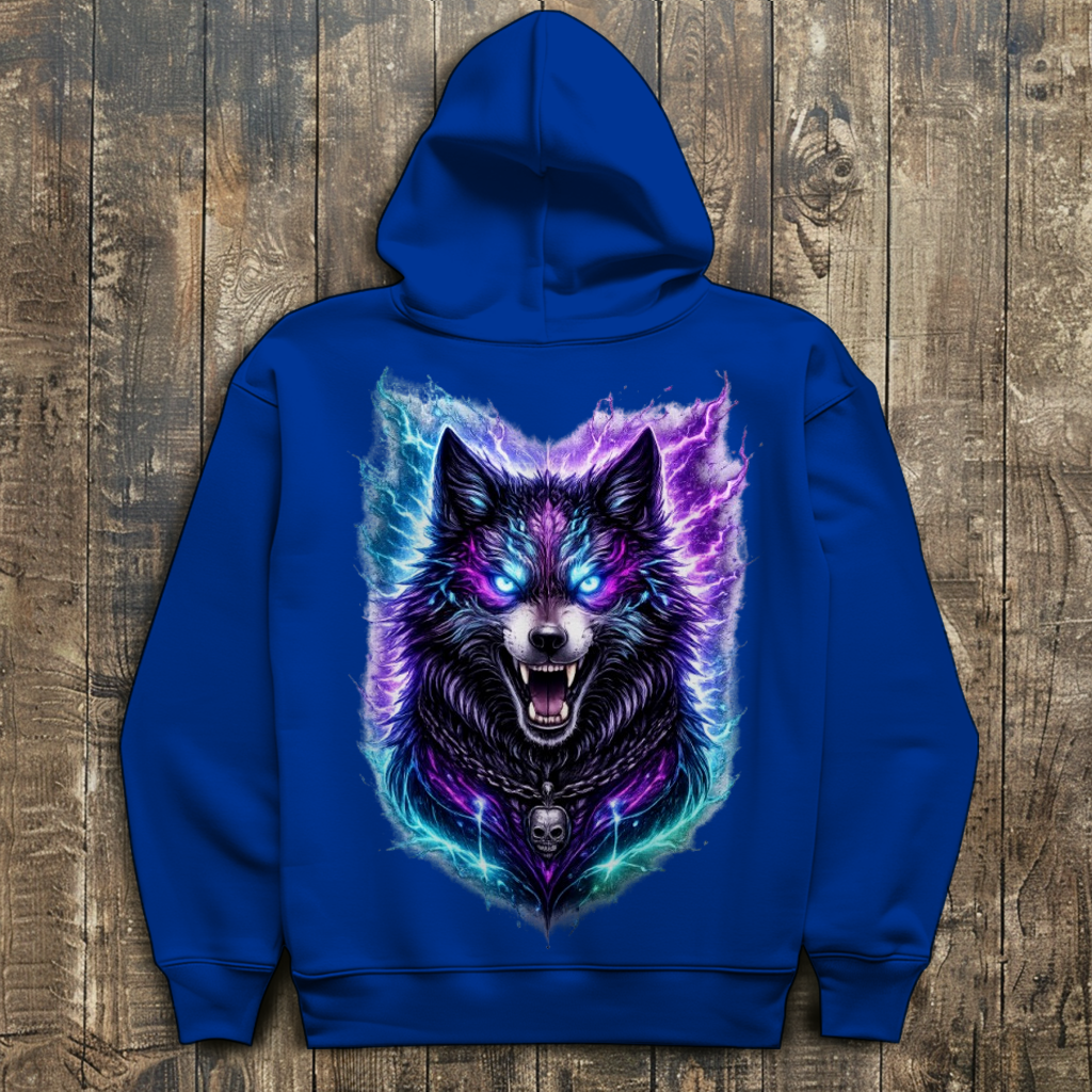 Herren Hoodie Dämonischer Wolf mit elektrischer Aura
