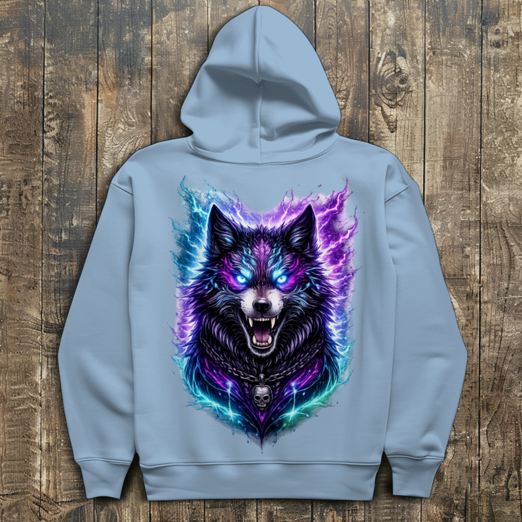 Herren Hoodie Dämonischer Wolf mit elektrischer Aura