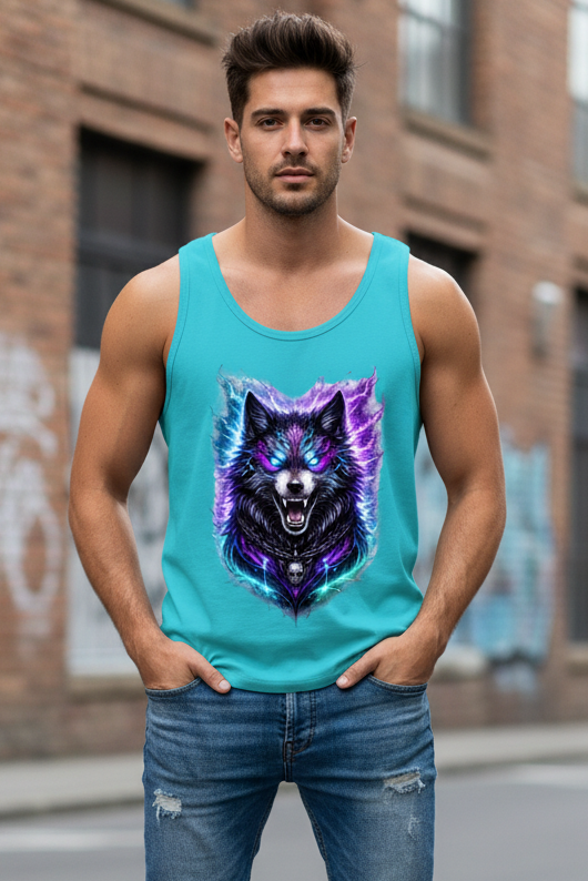 Herren Basic Tank Top Dämonischer Wolf mit elektrischer Aura