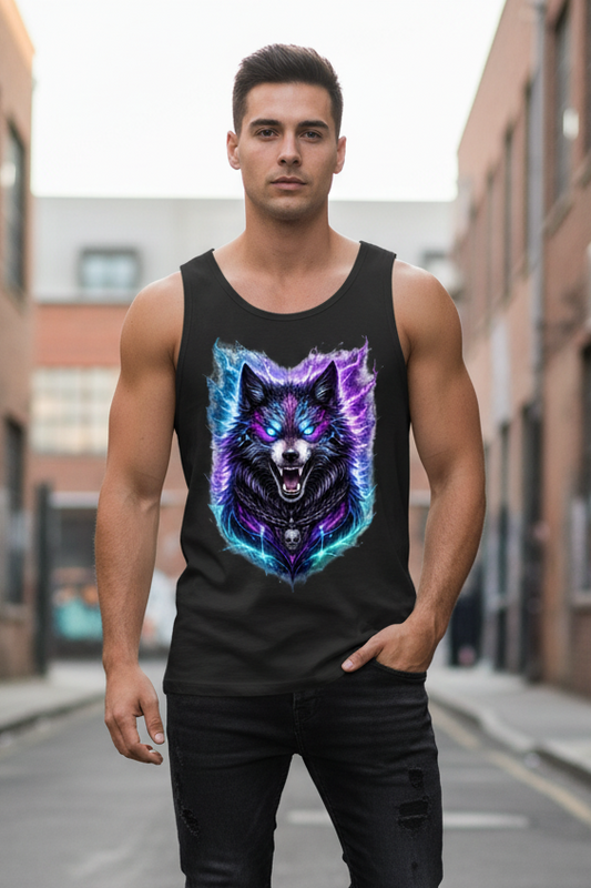 Herren Basic Tank Top Dämonischer Wolf mit elektrischer Aura