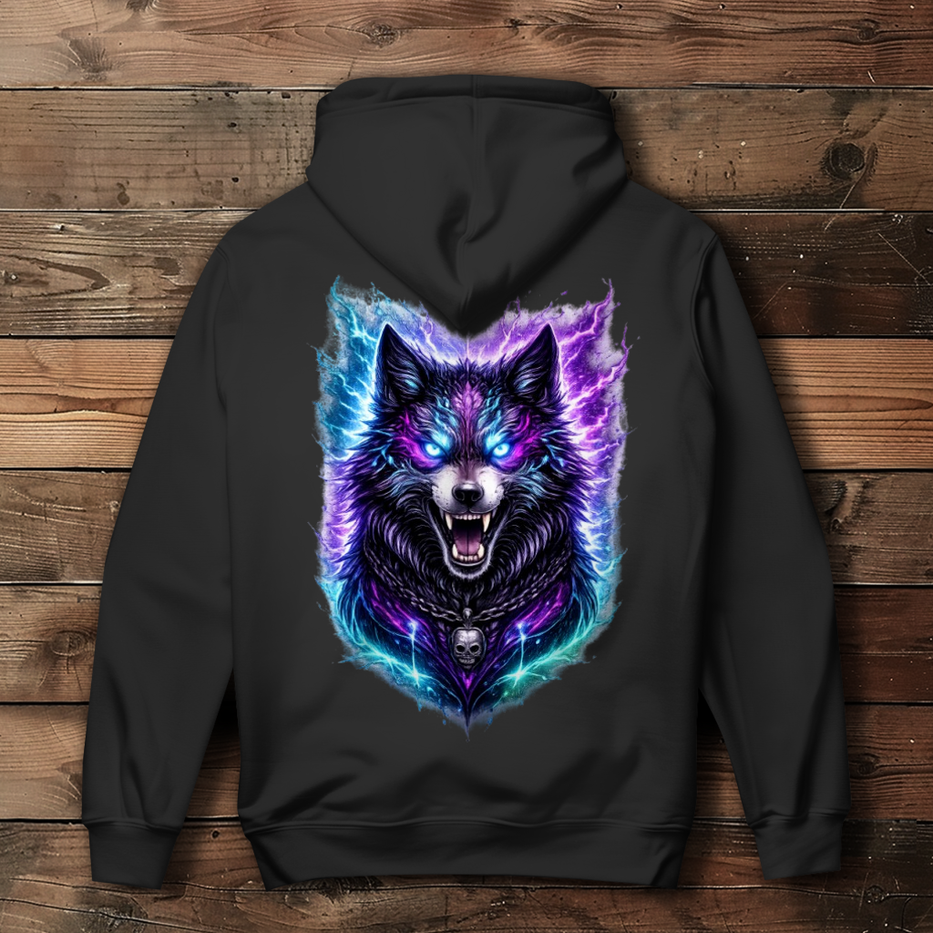 Damen Hoodie Dämonischer Wolf mit elektrischer Aura
