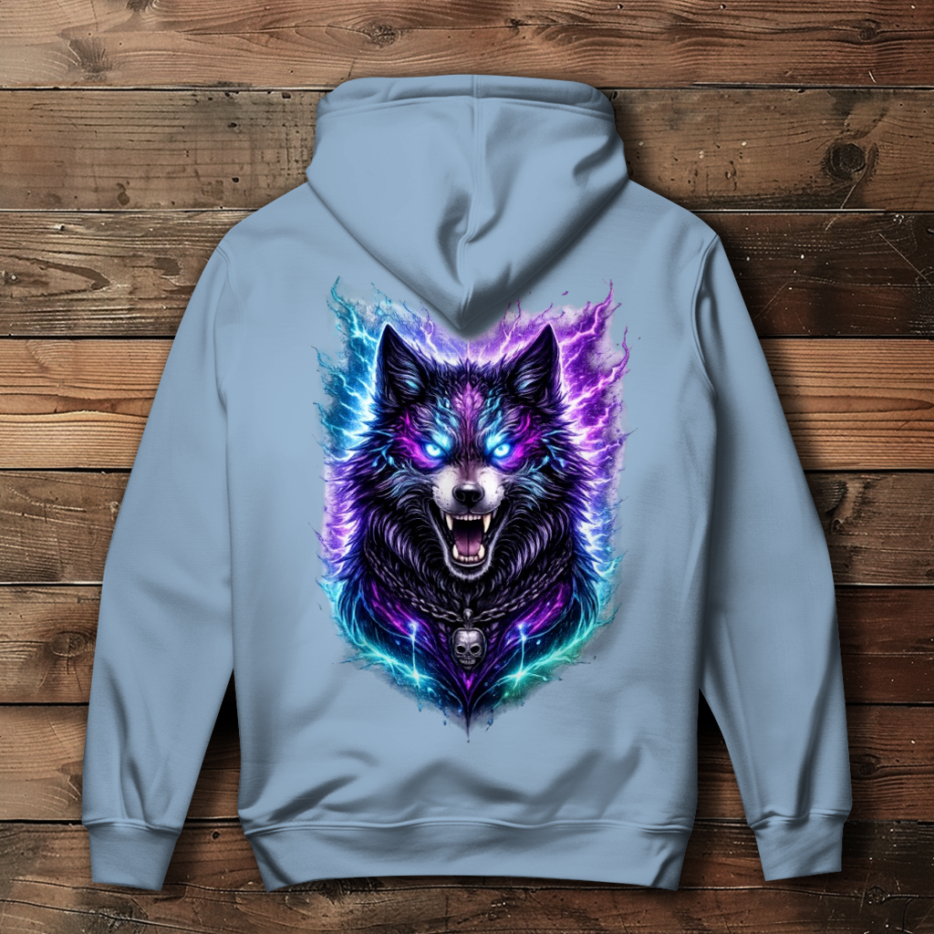 Damen Hoodie Dämonischer Wolf mit elektrischer Aura