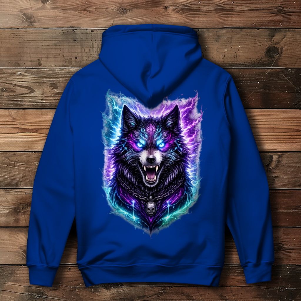 Damen Hoodie Dämonischer Wolf mit elektrischer Aura