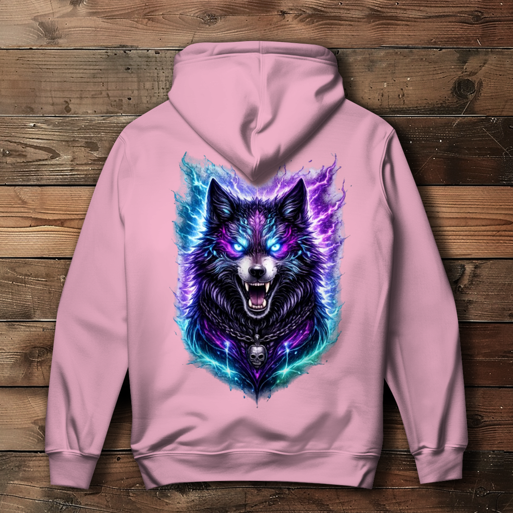 Damen Hoodie Dämonischer Wolf mit elektrischer Aura