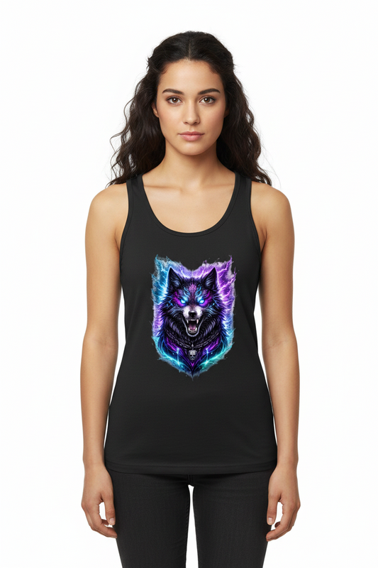 Damen Basic Tank Top Dämonischer Wolf mit elektrischer Aura