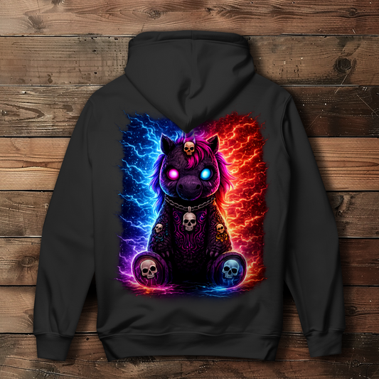 Damen Hoodie Dämonisches Einhorn mit leuchtenden Mustern