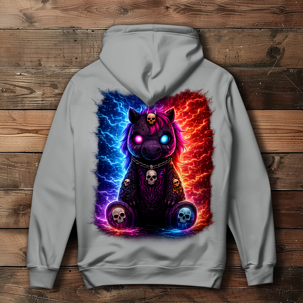 Damen Hoodie Dämonisches Einhorn mit leuchtenden Mustern