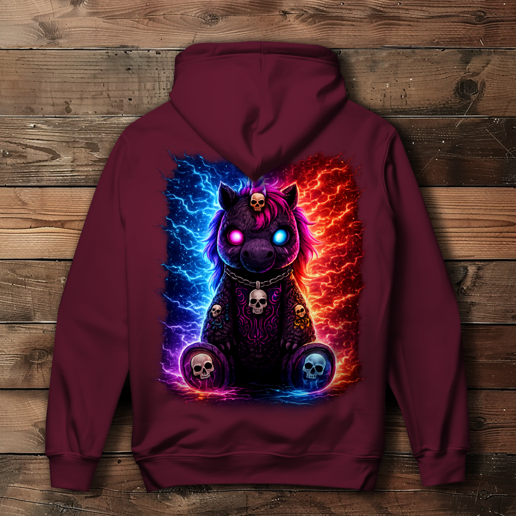 Damen Hoodie Dämonisches Einhorn mit leuchtenden Mustern