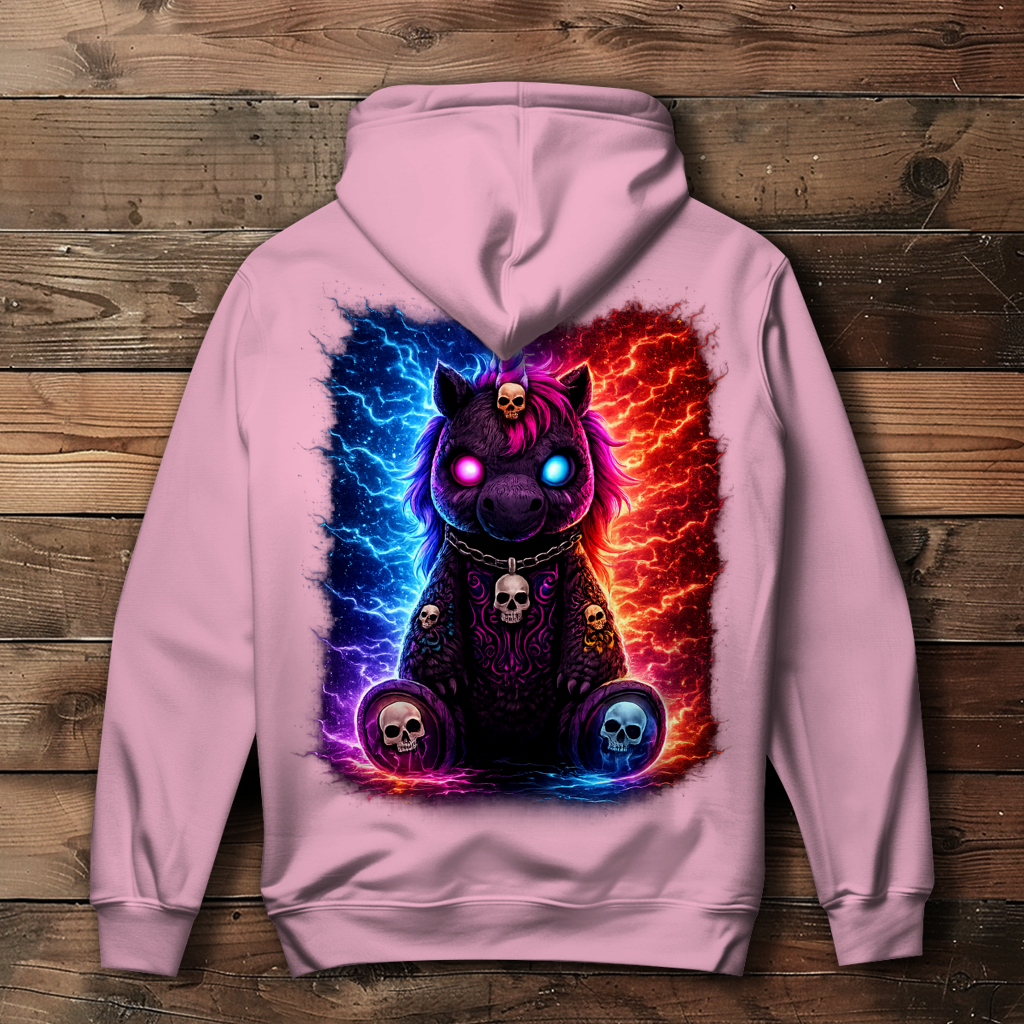 Damen Hoodie Dämonisches Einhorn mit leuchtenden Mustern