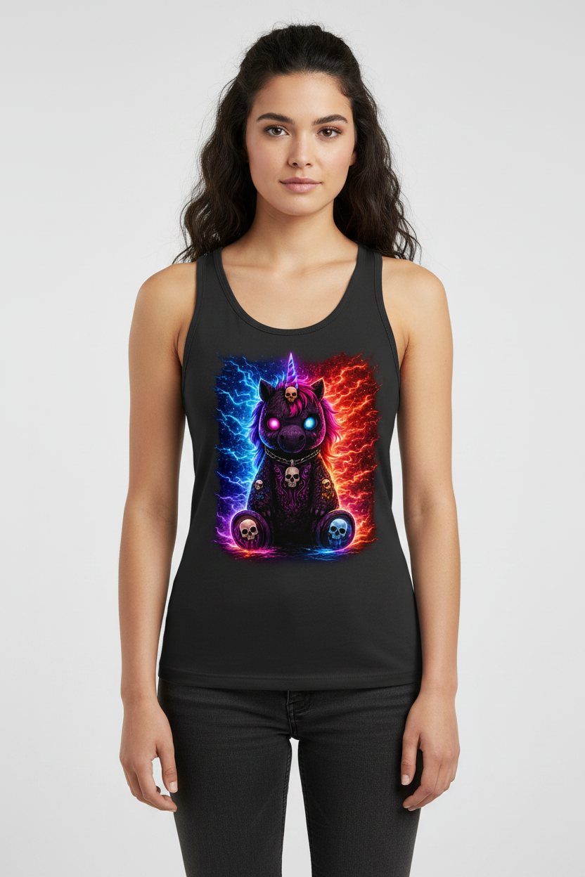 Damen Basic Tank Top Dämonisches Einhorn mit leuchtenden Mustern