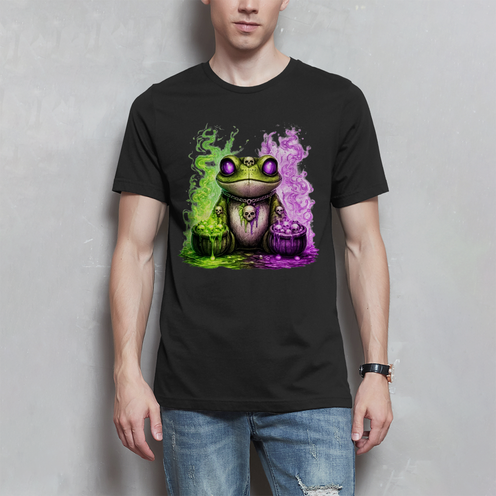 Herren T-Shirt Der bedrohliche Frosch mit Totenköpfen