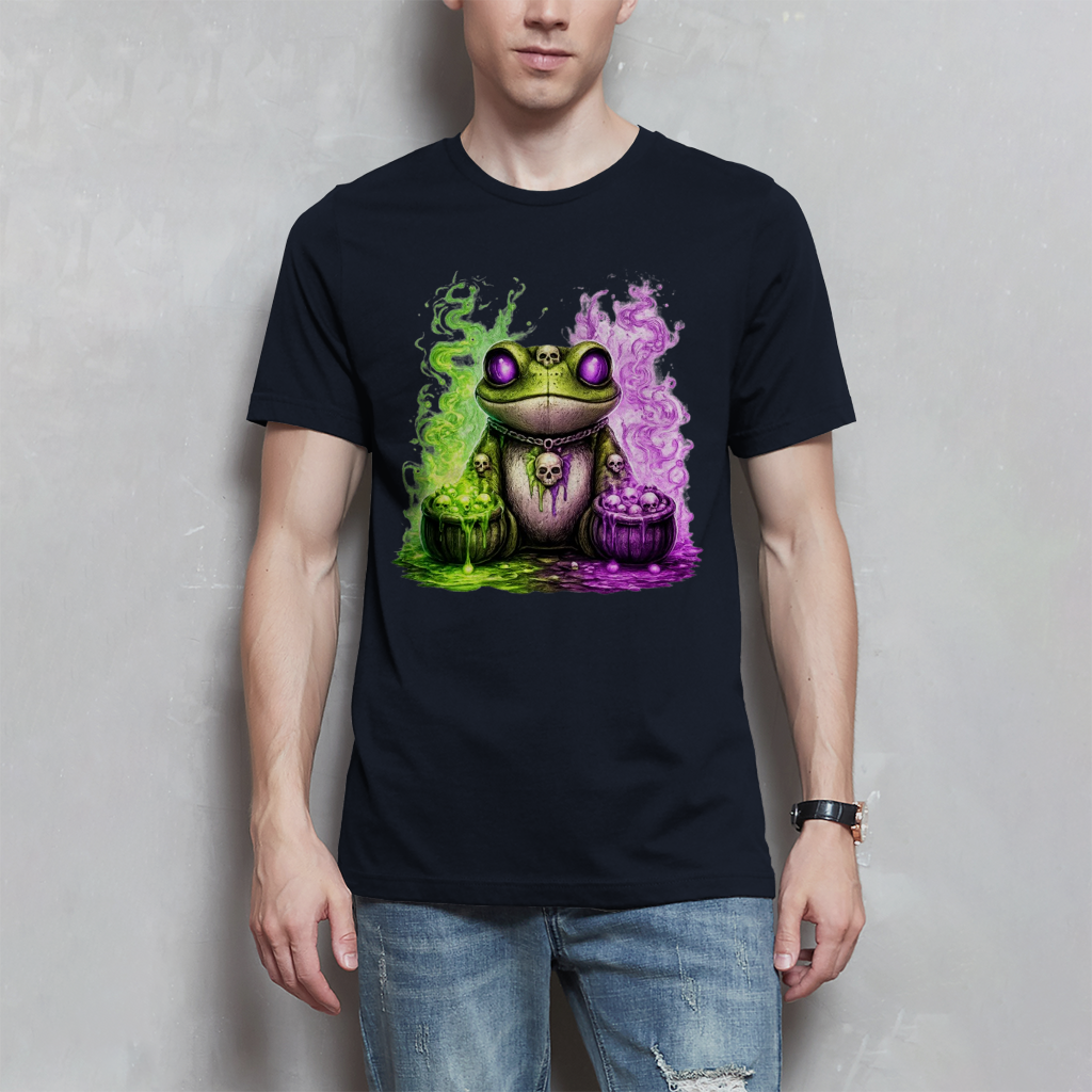 Herren T-Shirt Der bedrohliche Frosch mit Totenköpfen